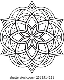 easy mandala design with clean lines for coloring book, tattoo and henna design, creative mandala art, mandala design for adults coloring book