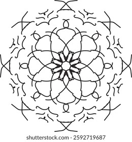 Easy mandala design with clean lines for coloring book, tattoo and henna design, creative mandala art, mandala design for adults coloring book.