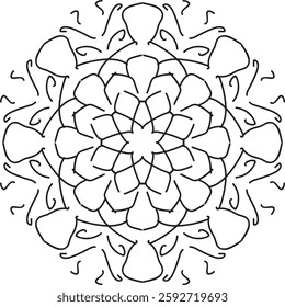 Easy mandala design with clean lines for coloring book, tattoo and henna design, creative mandala art, mandala design for adults coloring book.