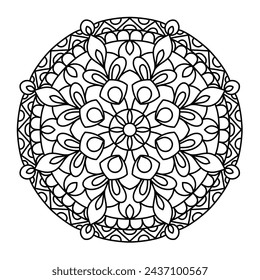 easy mandala design for coloring book, yoga logo
