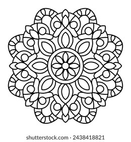 Einfaches Mandala Design für Malbuch, einfache Mandala Art für Tattoo Design
