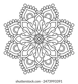 easy mandala design for coloring book, tattoo design, wall art, simple mandala art
