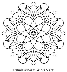 fácil diseño de mandala para colorear libro, diseño de tatuajes, arte de la pared, arte simple de mandala
