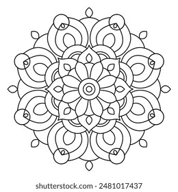 fácil diseño de mandala para colorear libro, tatuaje y diseño de henna, arte creativo de mandala
