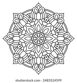 fácil diseño de mandala para colorear libro, tatuaje y diseño de henna, arte creativo de mandala, diseño de mandala para adultos libro para colorear
