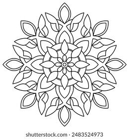 easy mandala design for coloring book, tattoo and henna design, creative mandala art for adults and kids coloring book
