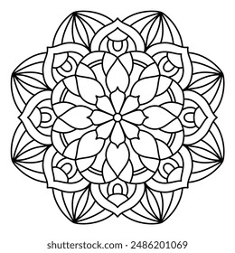 easy mandala design for coloring book, tattoo and henna design, creative mandala art for adults and kids coloring book
