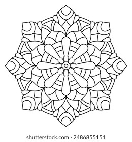 easy mandala design for coloring book, tattoo and henna design, creative mandala art for adults and kids coloring book
