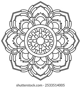 easy mandala design for coloring book, wall art, mandala art for henna and tattoo design
