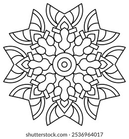 easy mandala design for coloring book, wall art, henna and tattoo design, unique mandala art for adults and kids coloring book
