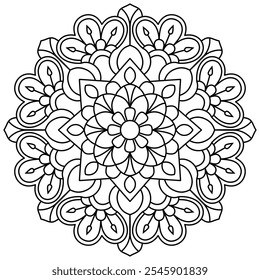 easy mandala design for coloring book page, mandala art for henna design, tattoo design
