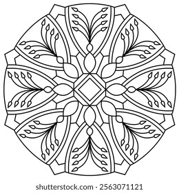 easy mandala design for coloring book page , creative mandala art for wall art

