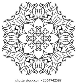 easy mandala design for coloring book page , creative mandala art for wall art
