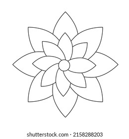 Easy Mandala Design coloring page illustration for kids, children and beginners. Simple Flower coloring interior. 