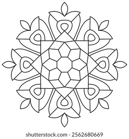 easy mandala design for kids and adults coloring book, creative mandala art for henna and tattoo design
