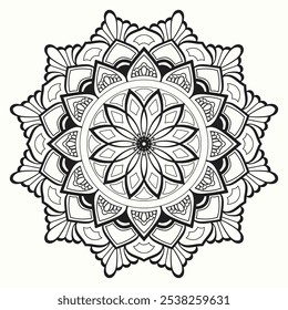 easy mandala design , ornamental mandala coloring  art for adult 