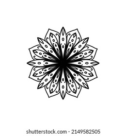 Easy mandala, doodle flower coloring pattern on white background