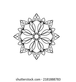 Mandala fácil, patrón de color de flores de doodle en fondo blanco