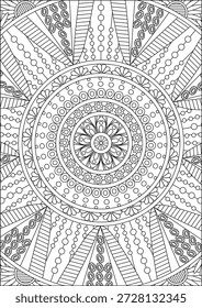 Desenho Mandala Fácil para Iniciantes Página de Coloração Completa Vetor de Planilha Adulto