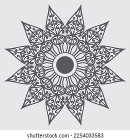 Easy Mandala Flower, Black Geometric patten, coloring page on white background.Easy Mandala, Mandala flower coloring on white background