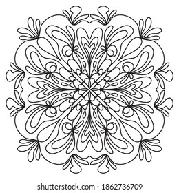 Easy mandala like flower, basic and simple mandalas coloring book for adults, seniors, and beginner. Digital drawing. Floral. Flower. Oriental. Book Page. Vector.