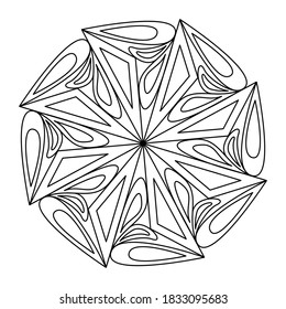 Easy mandala like flower or star, basic and simple mandalas coloring book for adults, seniors, and beginner. Digital drawing. Floral. Flower. Oriental. Book Page. Vector.