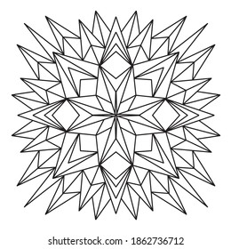 Easy mandala like flower or star, basic and simple mandalas coloring book for adults, seniors, and beginner. Digital drawing. Floral. Flower. Oriental. Book Page. Vector.