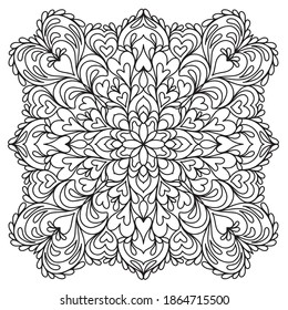 Easy mandala like flower or star, basic and simple mandalas coloring book for adults, seniors, and beginner. Digital drawing. Floral. Flower. Oriental. Book Page. Vector.