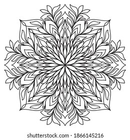 Easy mandala like flower or star, basic and simple mandalas Coloring Book for adults, seniors, and beginner. Digital drawing. Floral. Flower. Oriental. Book Page. Vector.