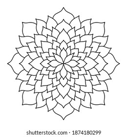 Easy mandala like flower or star, basic and simple mandalas Coloring Book for adults, seniors, and beginner. Digital drawing. Floral. Flower. Oriental. Book Page. Vector.