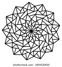 Easy mandala like flower or star, basic and simple mandalas Coloring Book for adults, seniors, and beginner. Digital drawing. Floral. Flower. Oriental. Book Page. Vector.