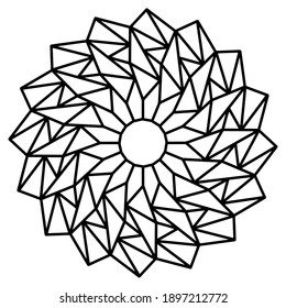 Easy mandala like flower or star, basic and simple mandalas Coloring Book for adults, seniors, and beginner. Digital drawing. Floral. Flower. Oriental. Book Page. Vector.