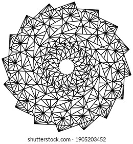 Mandala fácil como flor o estrella, mandalas básicas y simples libro de colorear para adultos, adultos mayores y principiantes. Dibujo digital. Floral. Flor. Oriental. Página Libro. Vector.