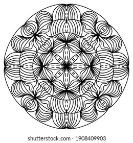 Easy mandala like flower or star, basic and simple mandalas Coloring Book for adults, seniors, and beginner. Digital drawing. Floral. Flower. Oriental. Book Page. Vector.