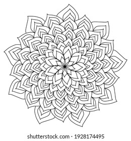 Easy mandala like flower or star, basic and simple mandalas Coloring Book for adults, seniors, and beginner. Digital drawing. Floral. Flower. Oriental. Book Page. Vector.