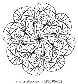 Easy mandala like flower or star, basic and simple mandalas Coloring Book for adults, seniors, and beginner. Digital drawing. Floral. Flower. Oriental. Book Page. Vector.