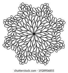 Mandala fácil como flor o estrella, mandalas básicas y simples libro de colorear para adultos, adultos mayores y principiantes. Dibujo digital. Floral. Flor. Oriental. Página Libro. Vector.