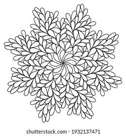 Easy mandala like flower or star, basic and simple mandalas Coloring Book for adults, seniors, and beginner. Digital drawing. Floral. Flower. Oriental. Book Page. Vector.