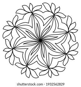 Des mandala faciles comme la fleur ou l'étoile, des mandalas basiques et simples Coloring Book pour adultes, seniors et débutants. Dessin numérique. Floral. Fleur. Oriental. Page Livre. Image vectorielle.