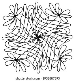 Easy mandala like flower or star, basic and simple mandalas Coloring Book for adults, seniors, and beginner. Digital drawing. Floral. Flower. Oriental. Book Page. Vector.