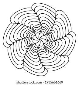 Easy mandala like flower or star, basic and simple mandalas Coloring Book for adults, seniors, and beginner. Digital drawing. Floral. Flower. Oriental. Book Page. Vector.