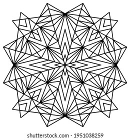 Easy mandala like flower or star, basic and simple mandalas Coloring Book for adults, seniors, and beginner. Digital drawing. Floral. Flower. Oriental. Book Page. Vector.