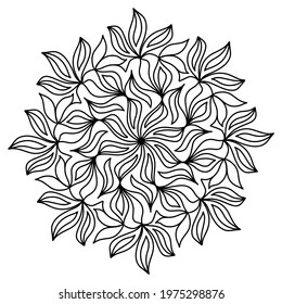 Easy mandala like flower or star, basic and simple mandalas Coloring Book for adults, seniors, and beginner. Digital drawing. Floral. Flower. Oriental. Book Page. Vector.