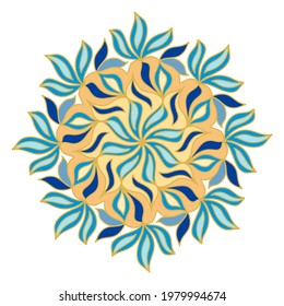 Easy mandala like flower or star, basic and simple mandala ornamentation design. Digital drawing. Floral. Flower. Oriental. Book Page. Vector.