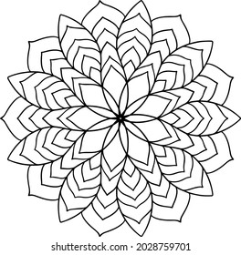 Easy mandala like flower or star, basic and simple mandalas Coloring Book for adults, seniors, and beginner. Digital drawing. Floral. Flower. Oriental. Book Page. Vector.
