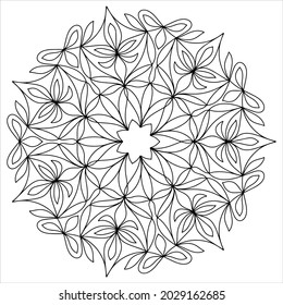 Easy mandala like flower or star, basic and simple mandalas Coloring Book for adults, seniors, and beginner. Digital drawing. Floral. Flower. Oriental. Book Page. Vector.