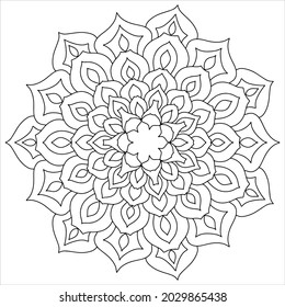 Easy mandala like flower or star, basic and simple mandalas Coloring Book for adults, seniors, and beginner. Digital drawing. Floral. Flower. Oriental. Book Page. Vector.