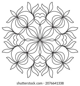 Easy mandala like flower or star, basic and simple mandalas Coloring Book for adults, seniors, and beginner. Digital drawing. Floral. Flower. Oriental. Book Page. Vector.