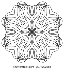 Easy mandala like flower or star, basic and simple mandalas Coloring Book for adults, seniors, and beginner. Digital drawing. Floral. Flower. Oriental. Book Page. Vector.