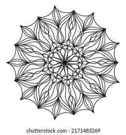 Easy mandala like flower or star, basic and simple mandalas Coloring Book for adults, seniors, and beginner. Digital drawing. Floral. Flower. Oriental. Book Page. Vector.